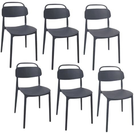 Kit 6 sedie polipropilene cucina bar ristorante sedia interno esterno nero cue228