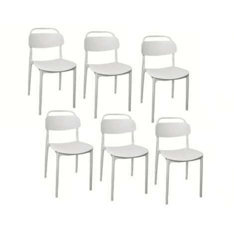 Kit 6 sedie polipropilene cucina cucina bar ristorante sedia interno esterno bianco cue198