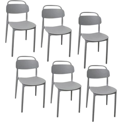 Kit 6 sedie polipropilene cucina cucina bar ristorante sedia interno esterno grigio cue221