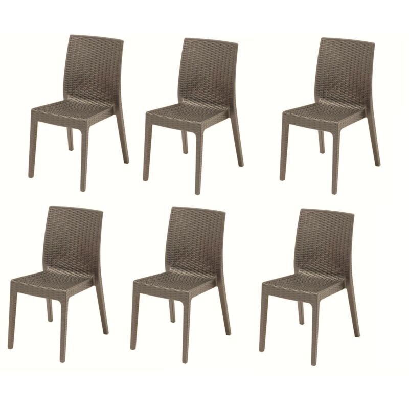 Image of Kit 6 sedie sedia polipropilene bar ristorante interno esterno simil rattan sl t