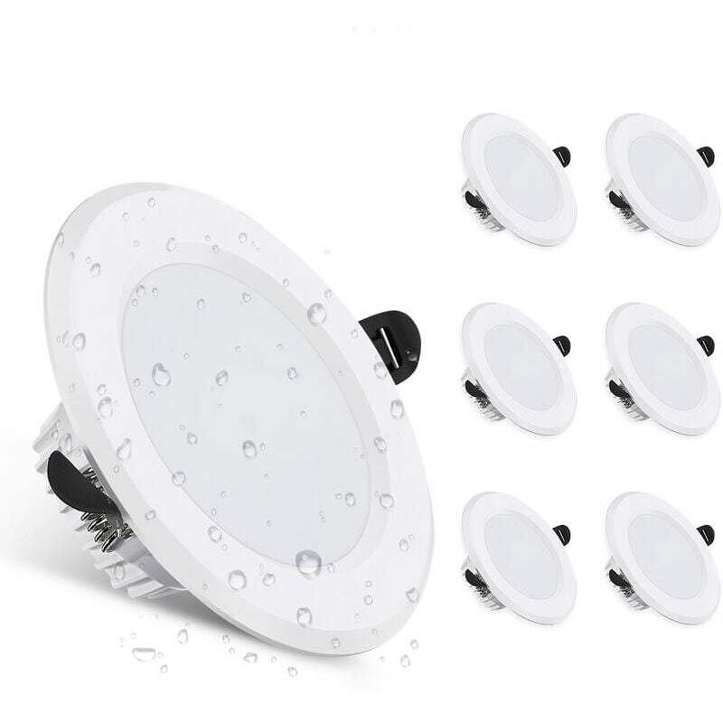 Ensoleille - Kit 6 spots à encastrer fixe led 3000K 600lm IP44, Ensoleillé