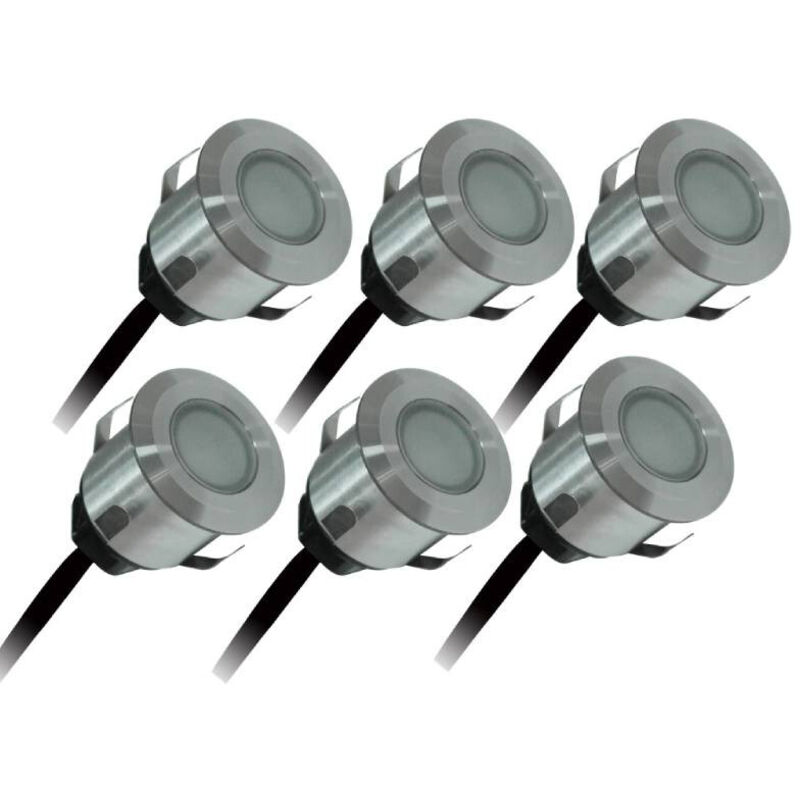 Arev - arlux lighting Lot 6 spots extérieur encastrables 4.5W, 3000K, 6x15lm, Ø35, Inox - patio Arev - arlux lighting Lot 6 spots extérieur encastrables 4.5W, 3000K, 6x15lm, Ø35, Inox - patio