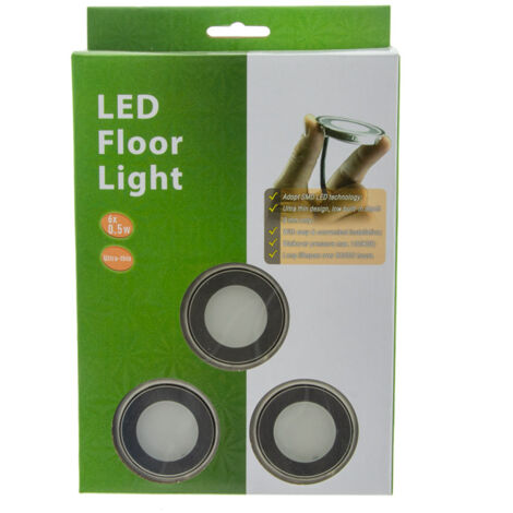 Kit 6 spots LED encastrables au sol Ø58x9mm 0,5W 12V-DC IP67