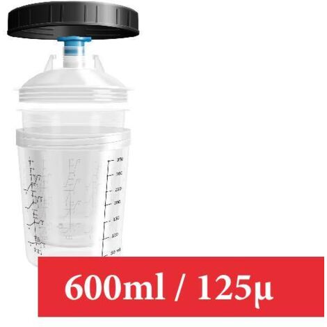Kit 600/125 : 1 Godet rigide 600 ml 125µ + 50 poches souples + 50 couvercles + 20 bouchons