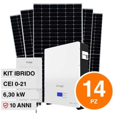 KIT 6.30KW 14 Pannelli solari fotovoltaici 450W IP68 + Inverter monofase + Batteria LIFEPO4