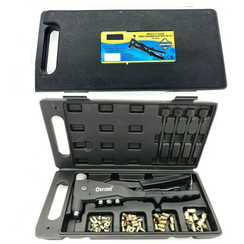 TrAdE Shop Traesio - Kit 66 Pz Rivettatrice Per Inserti Rivetti Filettati Filetti M3 M4 M5 M6 -