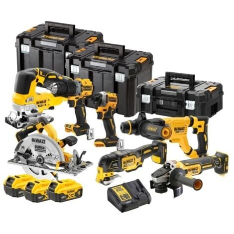 Kit 7 outils XR 18V - DEWALT - avec 3 batteries 18V 5,0 Ah - chargeur - 3 T-Stack - DCK706P3T-QW