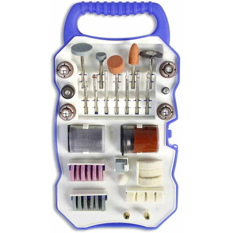 Image of Kit 82 accessori per mini trapano tipo dremel punte e inserti per lucidare levigare tagliare smerigliare in valigetta