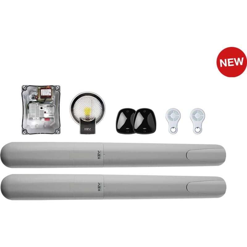 Key Automation - Kit 900KRAY2324ES pour l'automatisation de portails battants avec vantaux jusqu'à 3 m, moteur 24 Vdc, centrale de commande CT20324.
