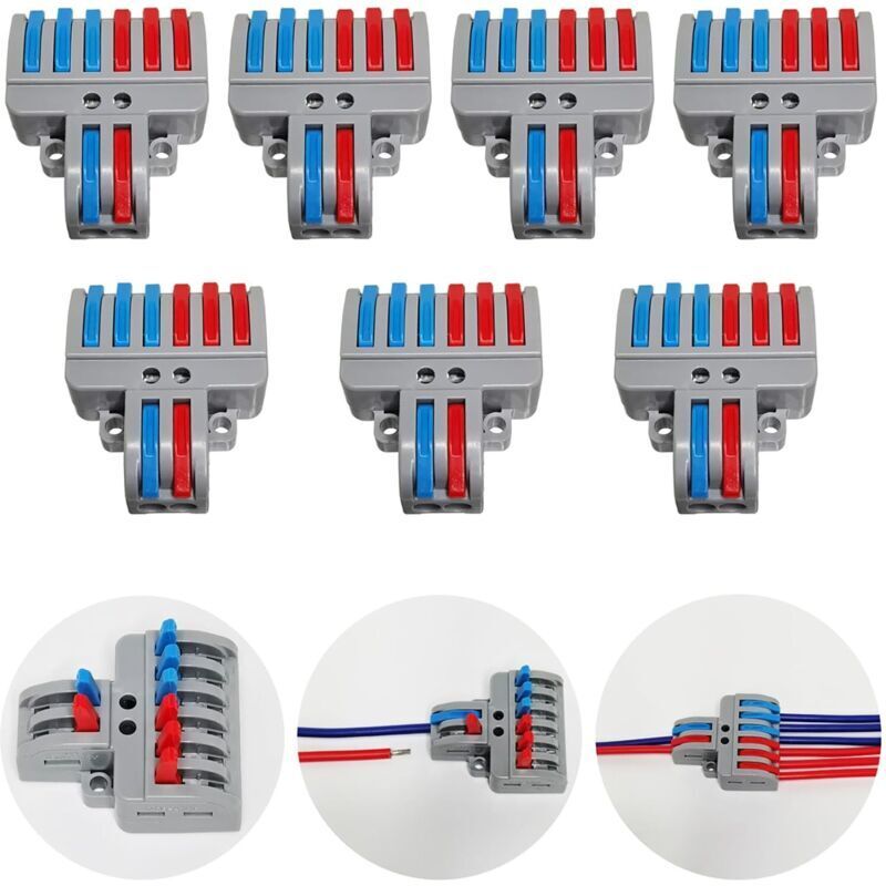 Kit à 8 bornes - Bornes à levier, connecteur à insertion et vis de montage (2 entrées, 6 sorties)