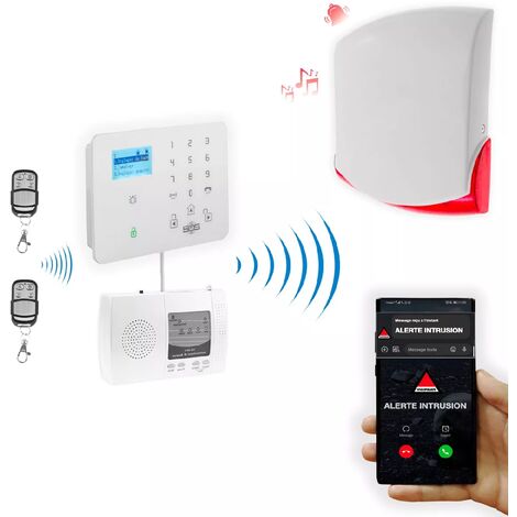 Kit à composer alarme - Récepteur PRO + centrale GSM 4G + sirène 120dB + 2 télécommandes (Gamme KP/DA600+)