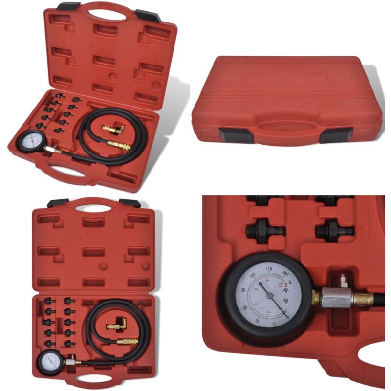 Vidaxl - Kit à outils de test de pression de l'huile et du moteur - Outil Diagnostic Moteur - Outil Pression Huile - Testeur Pompe à Huile