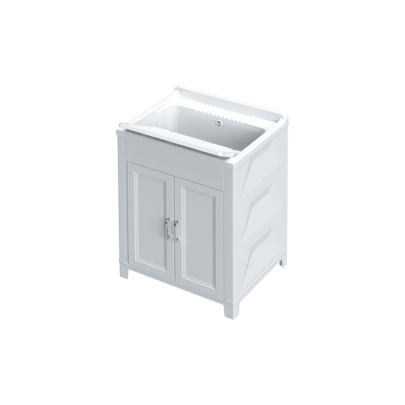 Kit e'vier en re'sine antiacide cm60x50x84h armoire blanche 2 portes exte'rieures inte'rieures - Mongardi