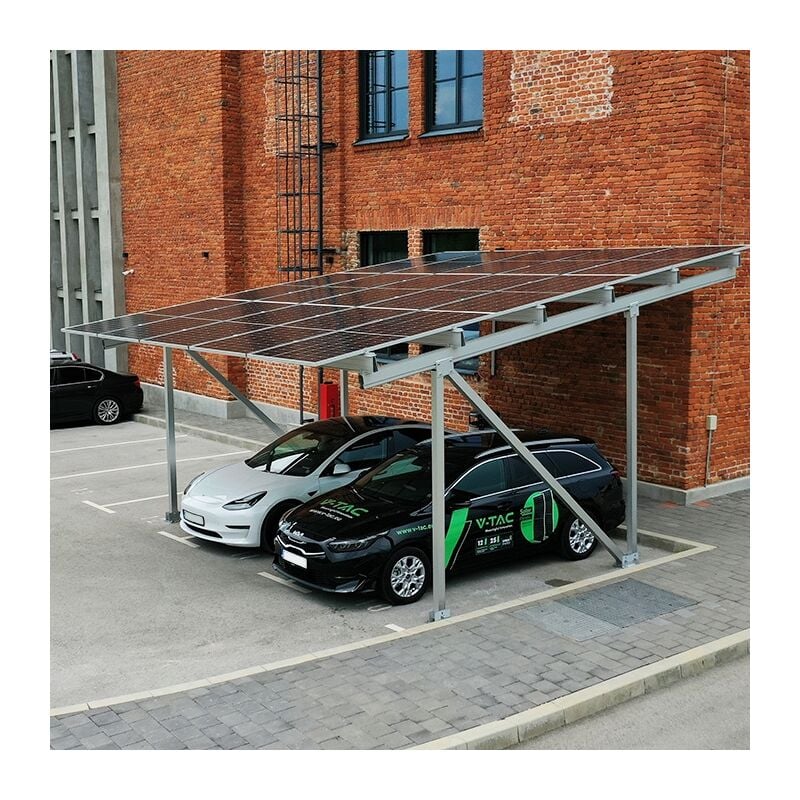 Kit abri solaire photovoltaïque pour abri voiture 2 voitures verrière métallique pour montage panneau photovoltaïque