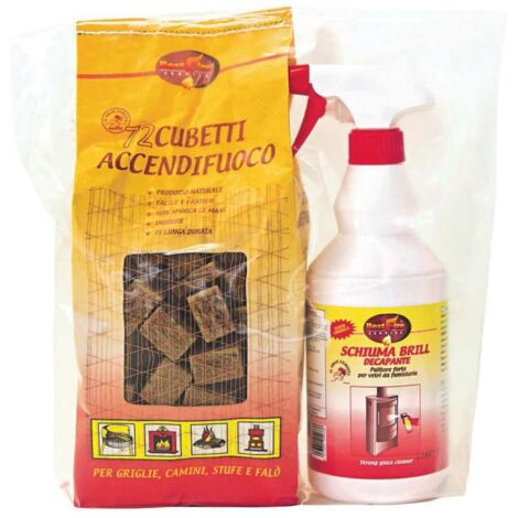 Kit Accensione e Pulizia Stufa - Brill Schiuma e Cubetti Accendifuoco