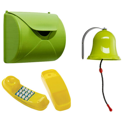 Soulet – Accessoires en plastique pour aire de jeux – Kit avec cloche, boîte aux lettres et téléphone mural – Résistant aux intempéries