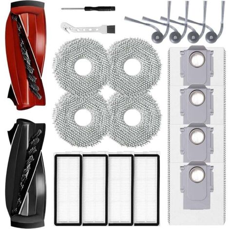 Kit accessoires pour Roborock Qrevo Curve/Qrevo Edge aspirateur robot, 1 kit de brosse principale, 4 filtres HEPA, 4 Chiffons, 4 s