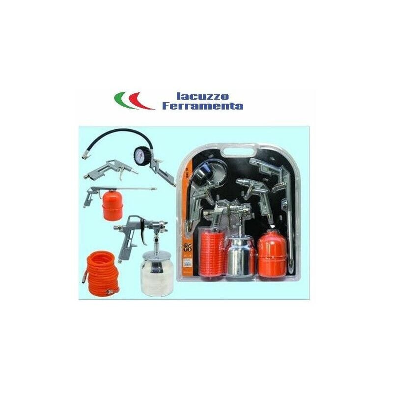 Kit accessori aria Brixo 5 pz tubo aria gonfia gomme pistola verniciatura lavagg