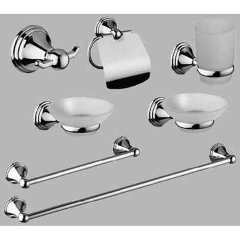 KIT ACCESSORI BAGNO 7 PEZZI SERIE SARA - Cromo - vetro