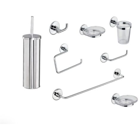 Kit accessori bagno set 8pz in acciaio cromato metaform wind con viti/biadesivo