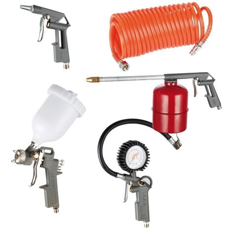 KIT ACCESSORI COMPRESSORE ARIA COMPRESSA 5 PZ HYUNDAI PISTOLA GONFIAGGIO TUBO