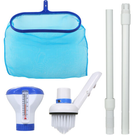 Kit Accessory Maintenance Piscine avec Skimmer Rake, Tige Télescopique, Brosse, Distributeur Flottant (pour Spa/Hot Tub/Pond)