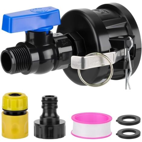 Kit adaptador de manguera para contenedor IBC, cierre de leva de 2 pulgadas con conexiones GHT de 3/4 de pulgada, válvula de bola de alto flujo para conexión de manguera de jardín, diseño a prueba de 