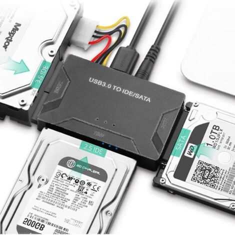 Kit adaptateur de disque dur externe convertisseur USB 3.0 vers IDE et SATA pour disques durs universels 2,5/3,5 pouces