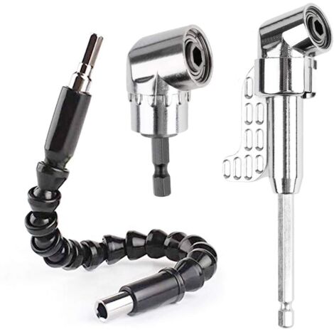 Kit adattatore per cacciavite angolare, punta da trapano ad angolo retto regolabile a 105 gradi, cacciavite con prolunga flessibile, con attacco esagonale magnetico da 1/4 di pollice