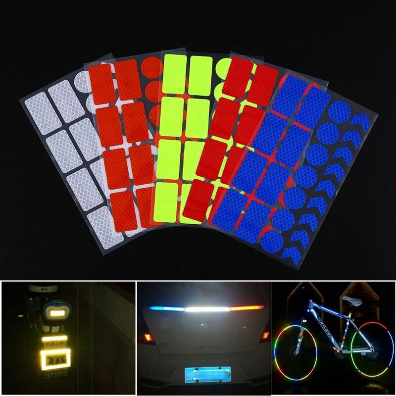 Image of Stickerslab - Kit adesivi rifrangenti alta visibilità per bici, monopattini, scooter, auto e passeggini Colore - Rosso
