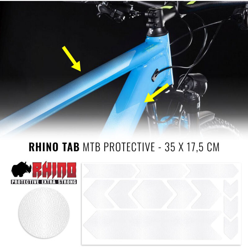 Kit Adesivo Protezione Telaio Bicicletta MTB Rhino, Trasparente, 35 x 17,5 cm