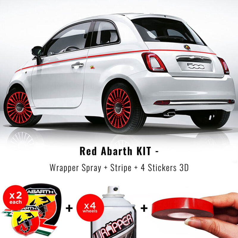 Kit Adesivo Replica Abarth per Fiat 500, Rosso