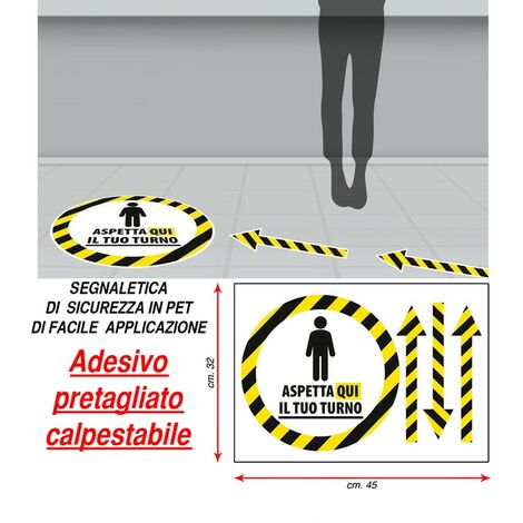 kit Adesivo segnaletica distanziatori di sicurezza calpestabile pretagliati pet ideali per negozi uffici locali commerciali