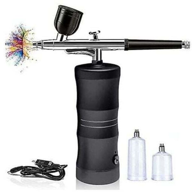 Image of KZQ - Kit aerografo con compressore portatile, mini aerografo senza fili per pittura, tatuaggi, nail art, moda, trucco, decorazione di torte,