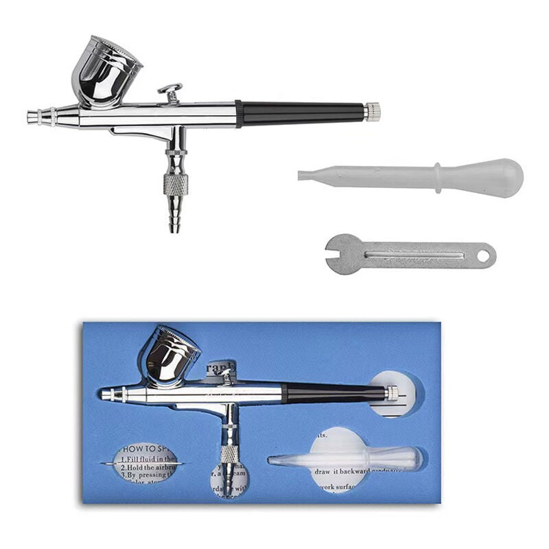 Sjqka - Kit aérographe double action 0,5 mm, pour peinture cosmétique, nail art, tatouage, avec compte-gouttes en plastique et clé