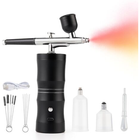 Aerographe Modelisme Noir) Kit Aérographe Sans Fil Avec Compresseur, Mini Aérographe Portable, Aérographe à Ongles Rechargeable, Peinture De Modèles | Leroy Merlin Air Brush