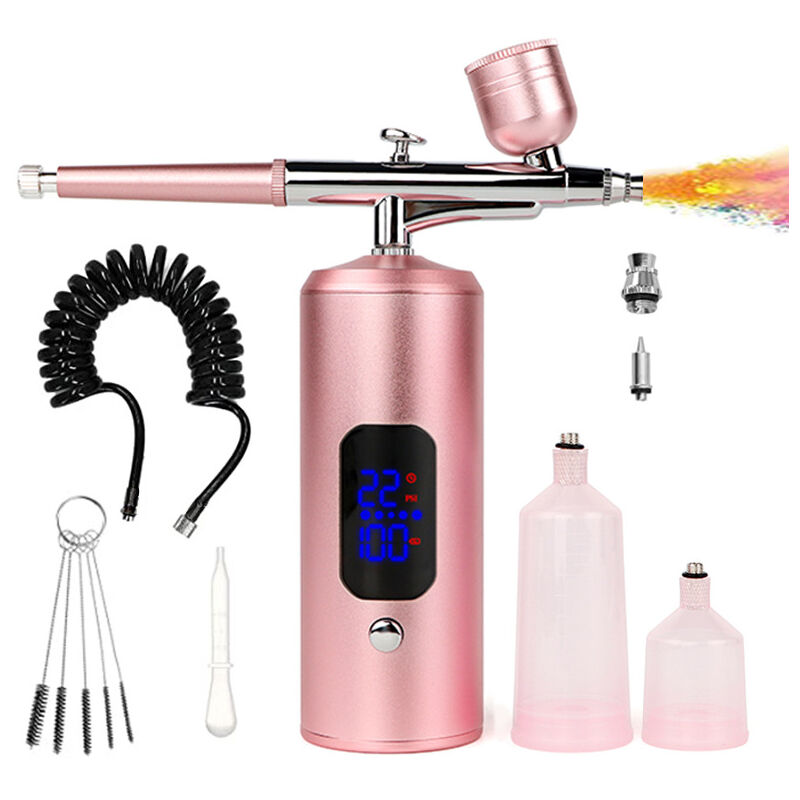 Kit aérographe sans fil avec compresseur 38 PSI - Mini aérographe cosmétique rechargeable - Décoration de gâteau, nail art, tatouages et peinture du