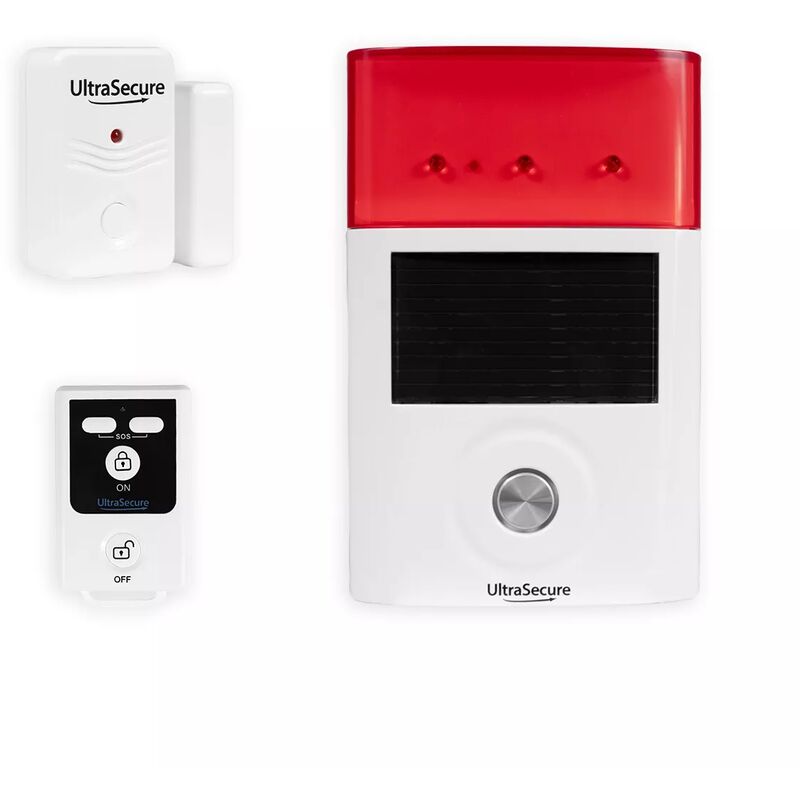 Ultra Secure - Kit alarme a - autonome sans-fil sirène solaire + détecteur ouverture + télécommande (gamme bt)