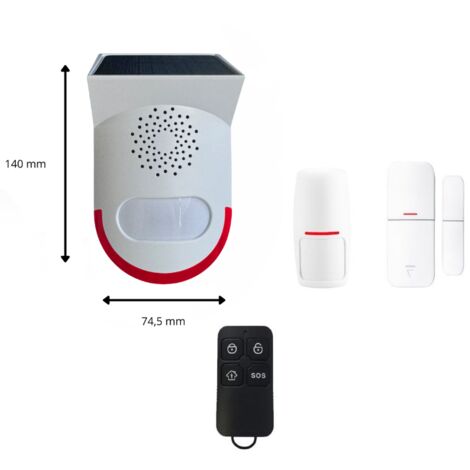 Kit alarme autonome extérieure solaire pour garage, chantier