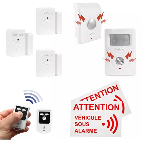 Kit alarme camping-car CONFORT 3 - 3 Détecteurs d'ouverture + détecteur mouvement + sirène + 2 télécommandes (gamme BT)