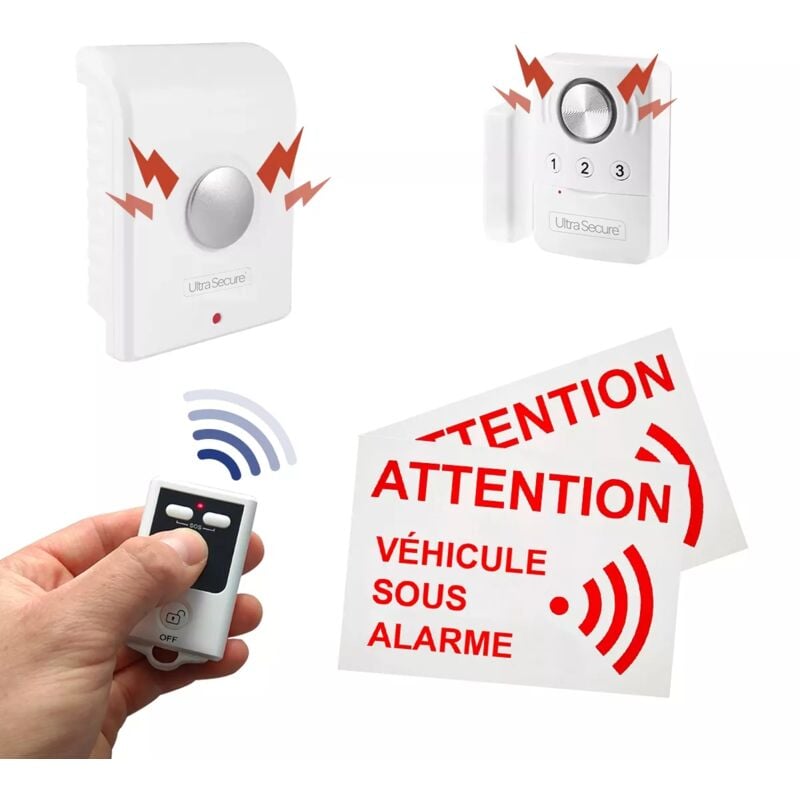 Ultra Secure - Kit alarme food truck autonome sans-fil essentiel 1 - Détecteur ouverture/vibration + sirène + télécommande (gamme bt)