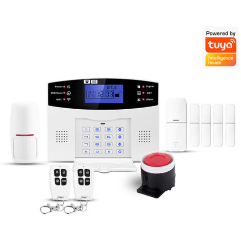 Kit alarme GSM+WiFi avec numérotation automatique – Détecteur de mouvement, détecteur porte/fenêtre, télécommande – Sécurité maison sans fil