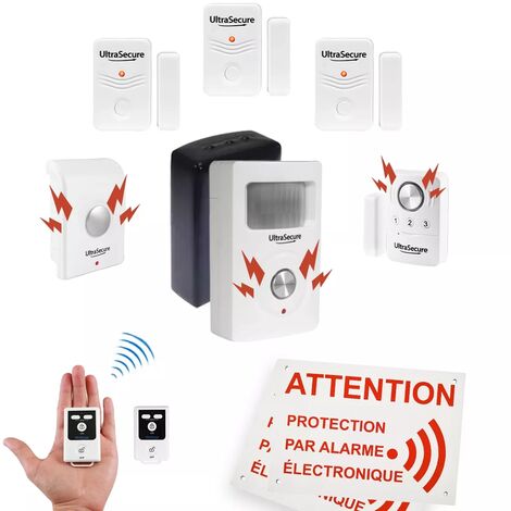 Kit alarme "local agricole" autonome sans-fil - 4 détecteurs ouverture + mouvement + sirène + télécommandes (BT)