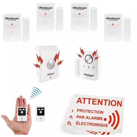 Kit alarme "local agricole" autonome sans-fil - 5 Détecteurs ouverture (1 vibration) sirène + télécommandes (BT)
