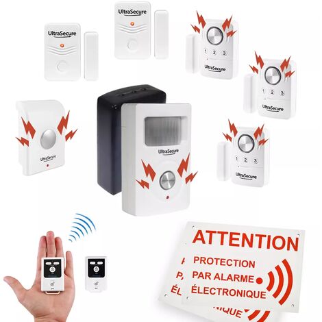 Kit alarme "local agricole" autonome sans-fil - 5 détecteurs ouverture + mouvement + sirène + télécommandes (BT)