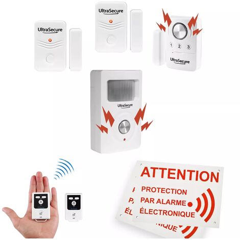Kit alarme "local agricole" autonome sans-fil - Détecteur mouvement + 3 ouvertures + 2 télécommandes (BT)