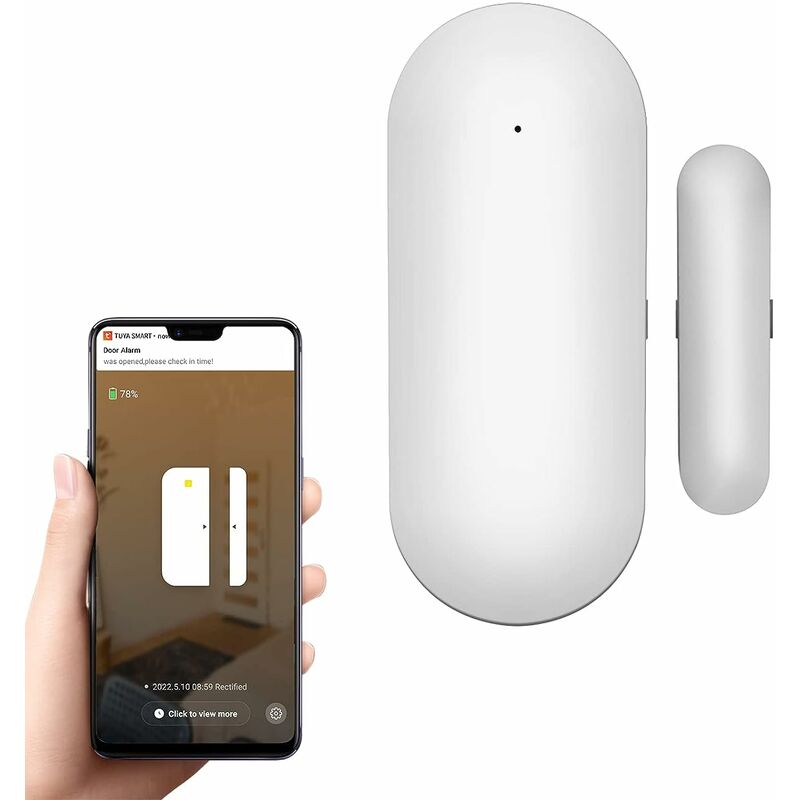 Memkey - Kit alarme maison sans fil, capteur pour portes et fenêtres WiFi, détection intelligente de l'état de porte, avertissement au téléphone,