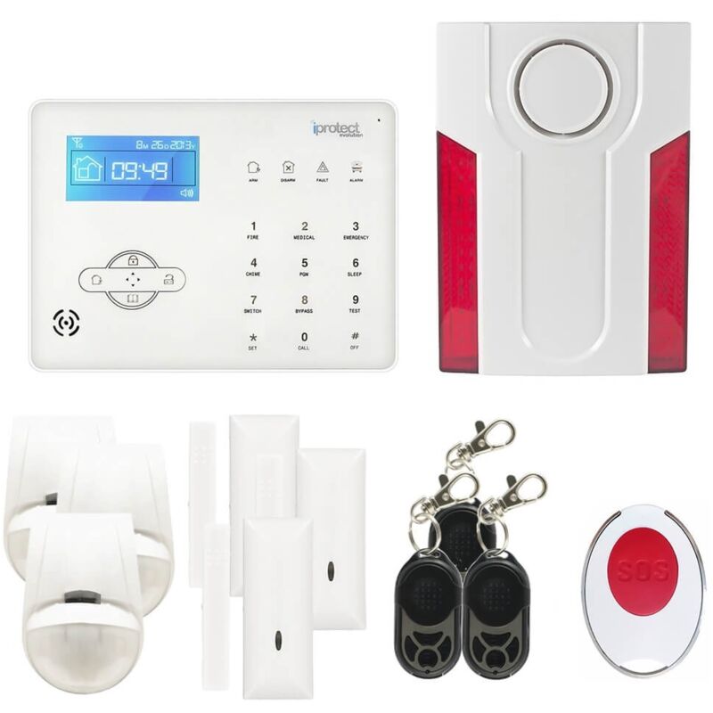 Iprotect Evolution - Kit Alarme gsm 15 et sirène flash