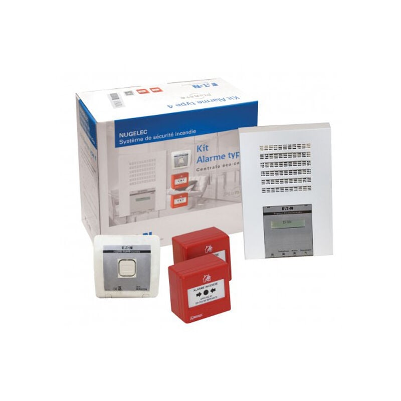 Kit Alarme incendie Type 4 Planète avec 2 déclencheurs manuels, 1 diffuseur sonore et 1 diffuseur lumineux - COOPER