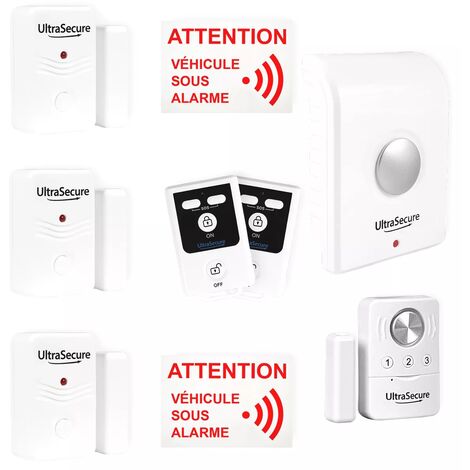 Kit alarme van aménagé autonome sans-fil CONFORT 2 - 3 Détecteurs d'ouverture + sirène + 2 télécommandes (gamme BT)